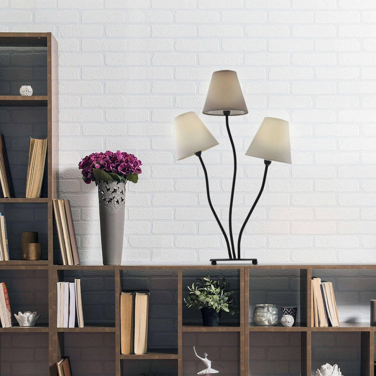 Lampe à poser Boho beige, tissu