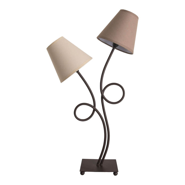 Lampe à poser Boho marron, tissu