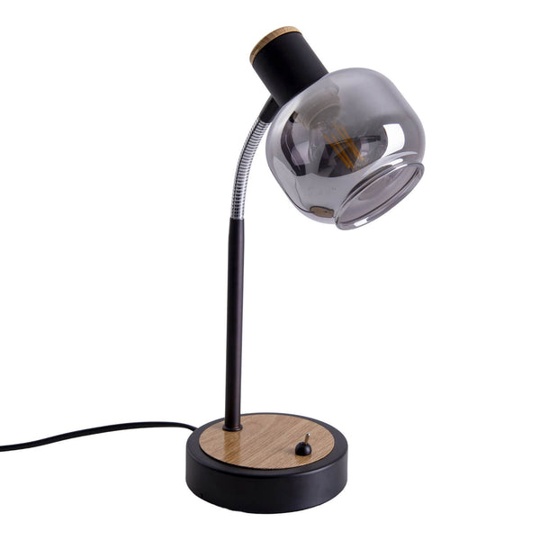 Lampe à poser Fumoso noire, verre