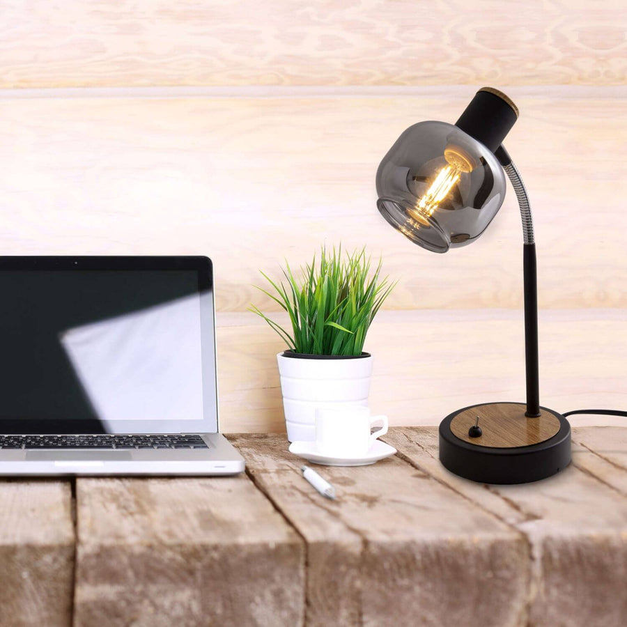 Lampe à poser Fumoso noire, verre