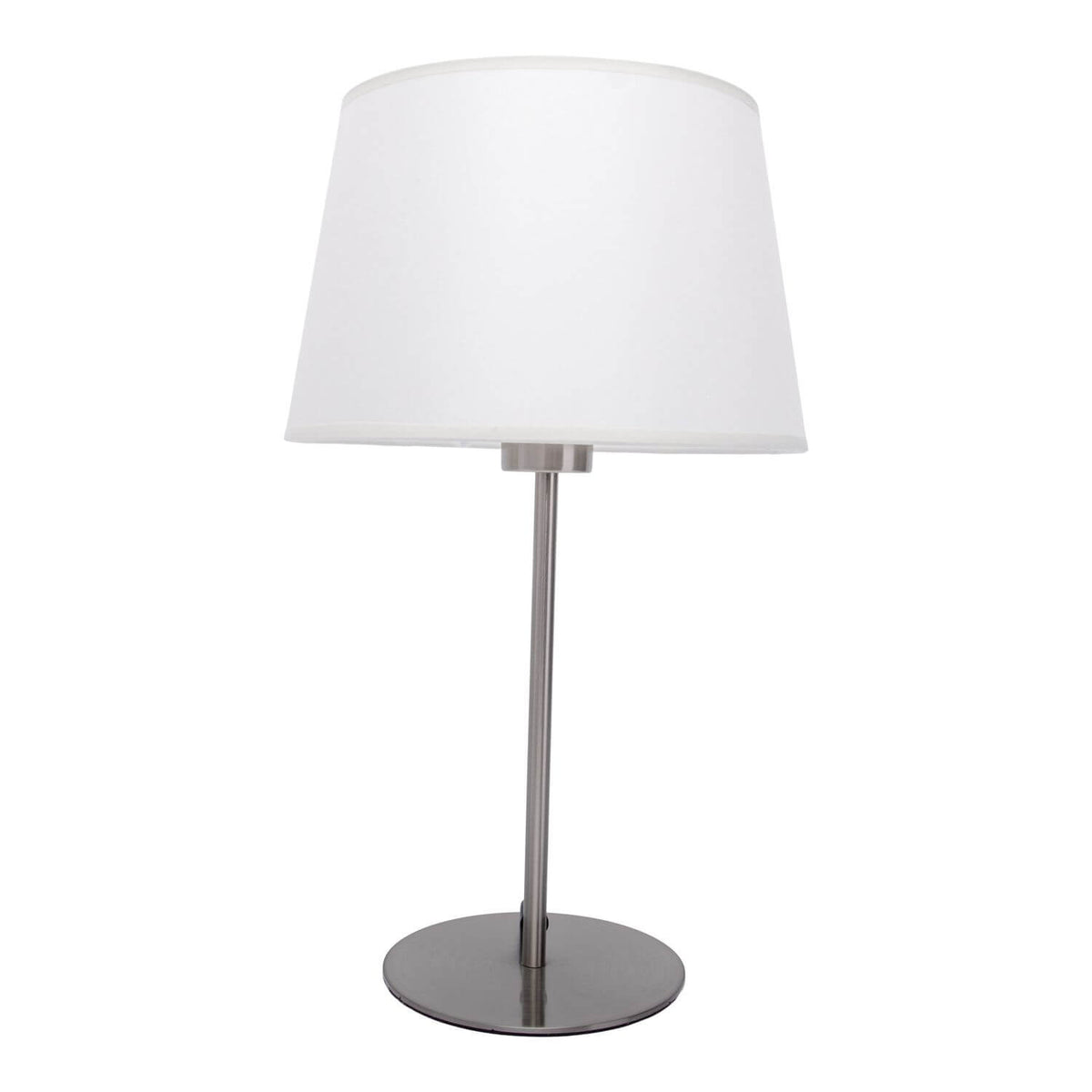 Lampe à poser beige avec abat-jour en tissu et pied métallique fin