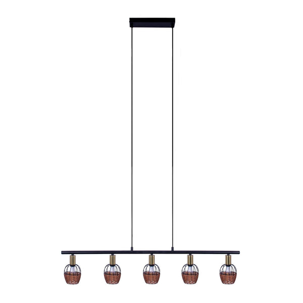 Suspension Corbis noire, rotin