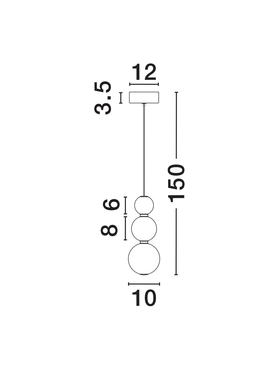 Suspension Perla chromée, verre, H 150 cm (9186918)