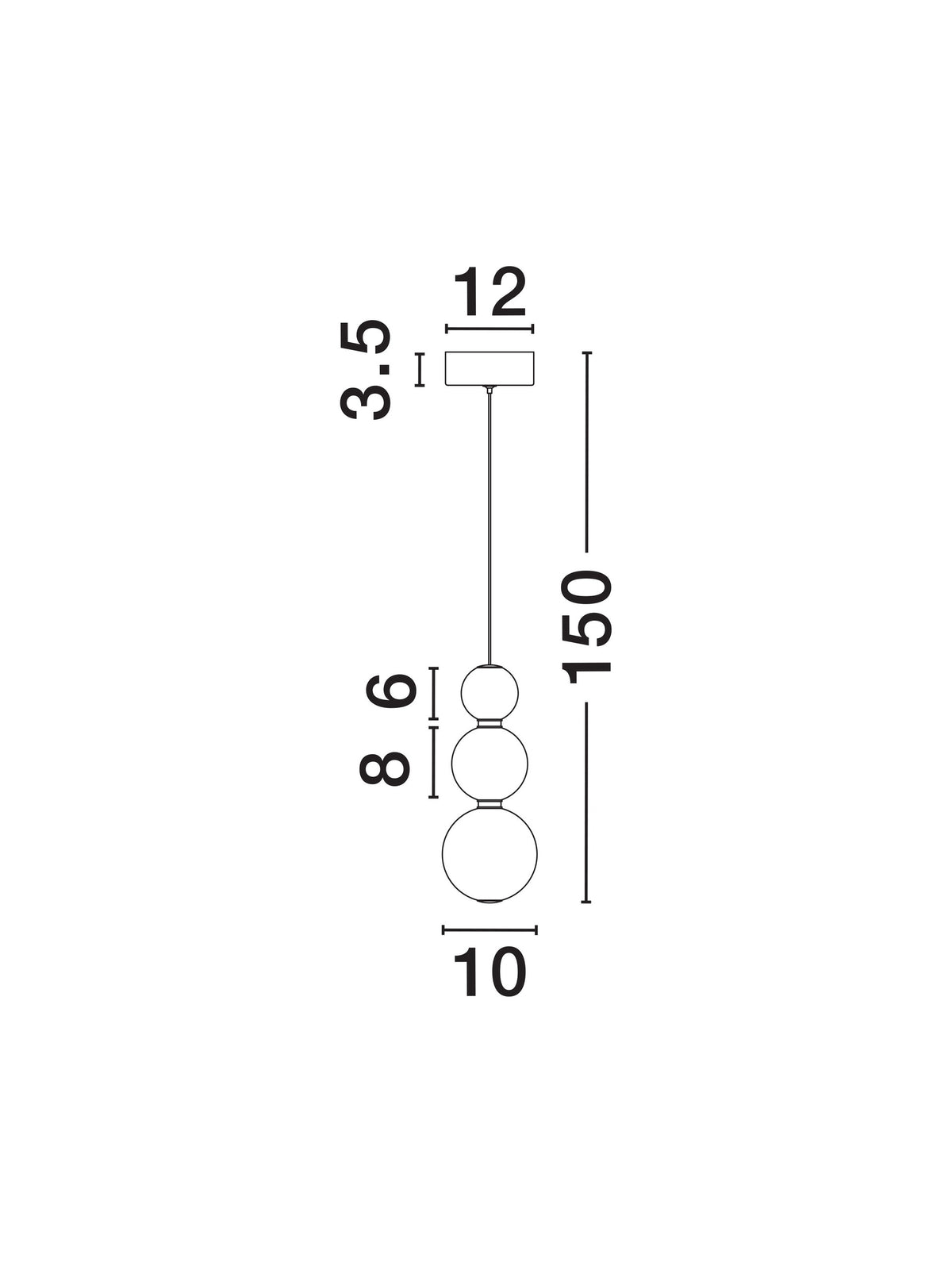 Suspension Perla dorée, verre, H 150 cm (9695301)