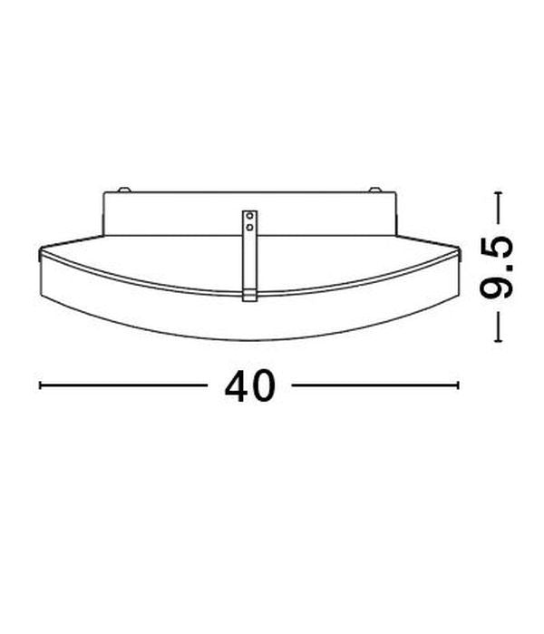 Schéma technique coté du plafonnier, diamètre 40 cm et hauteur 9,5 cm