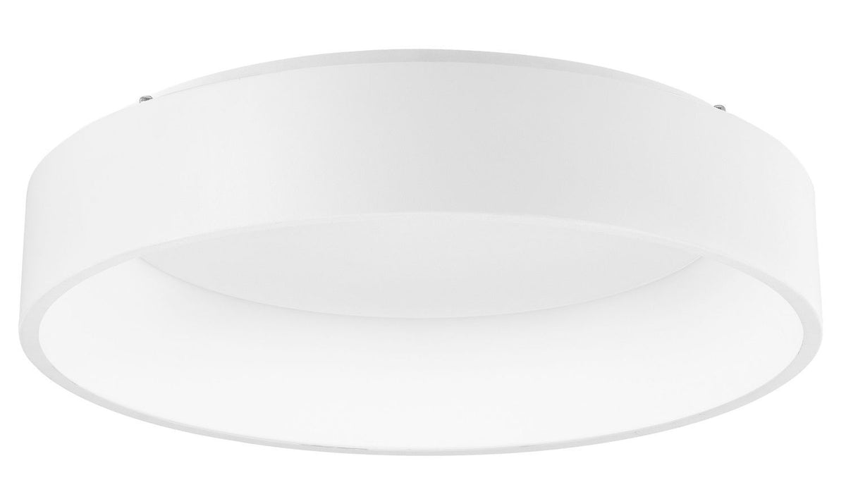 Vue produit du plafonnier cylindrique blanc sur fond neutre
