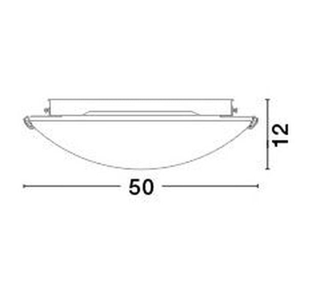 Schéma coté du plafonnier : 50 cm de diamètre, 12 cm de hauteur