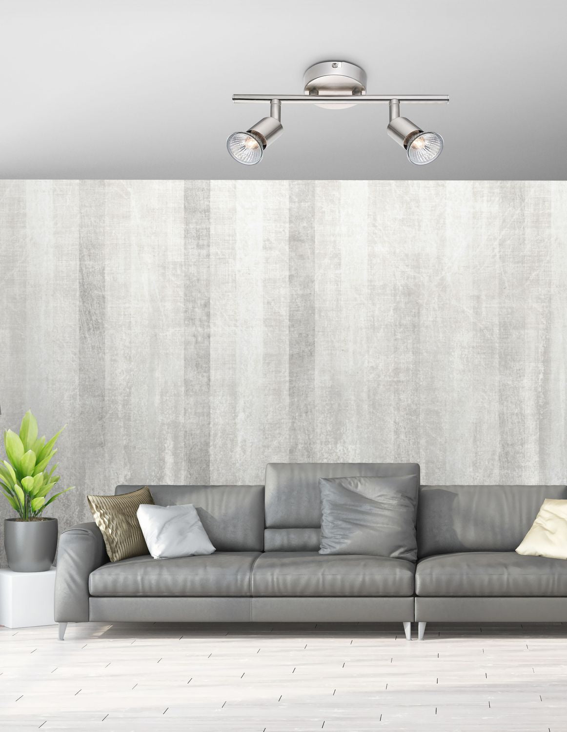 Plafonnier Base 2 lumières nickel