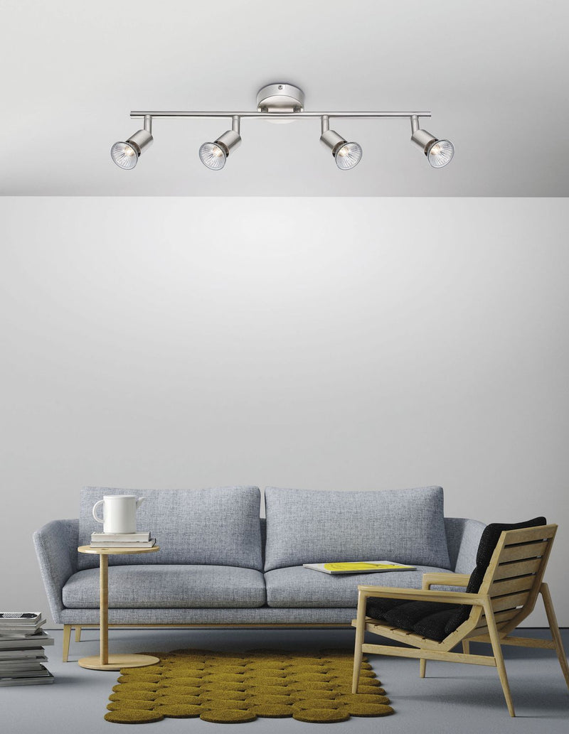 Plafonnier Base 4 lumières nickel