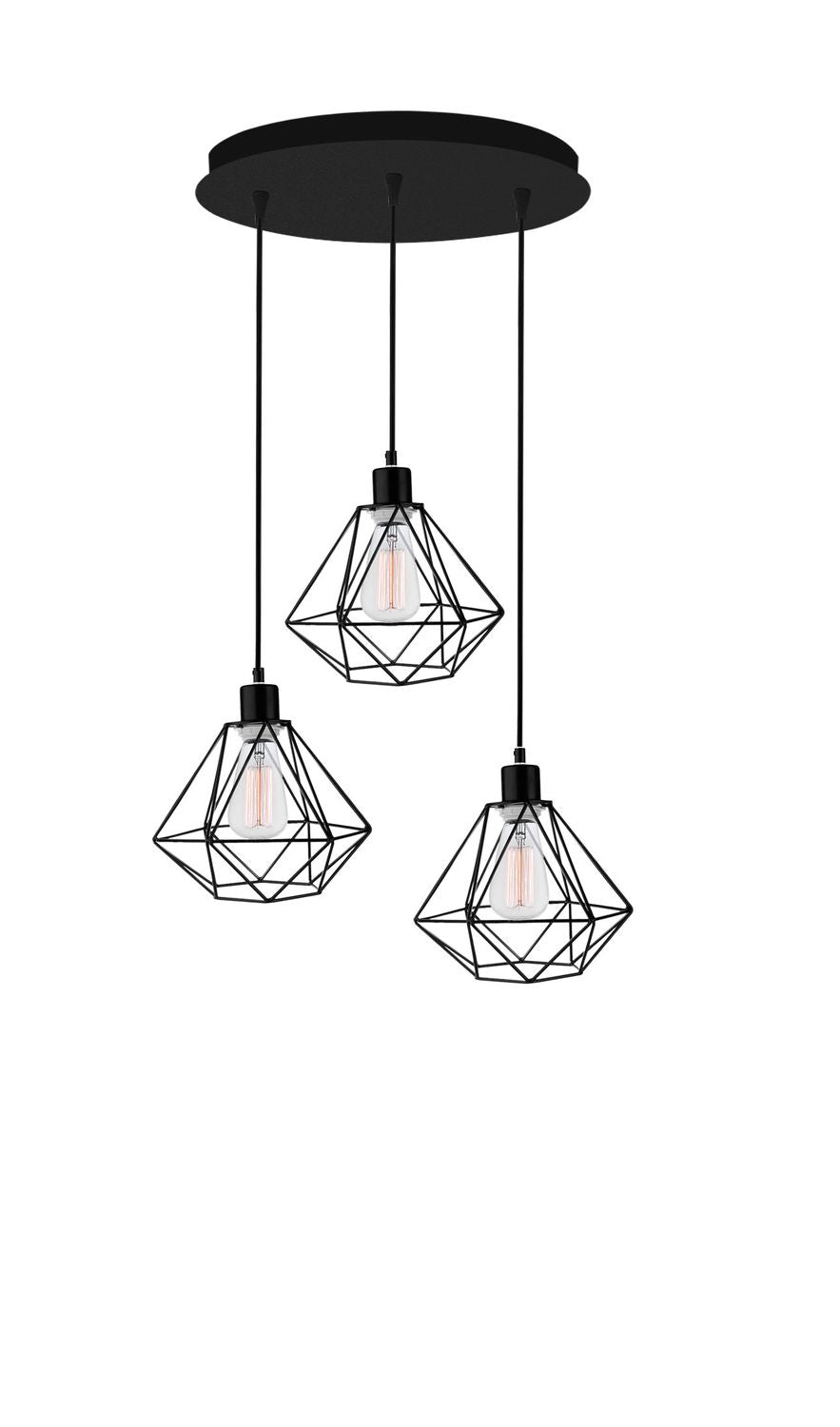 Suspension Pietra 3 lumières noire