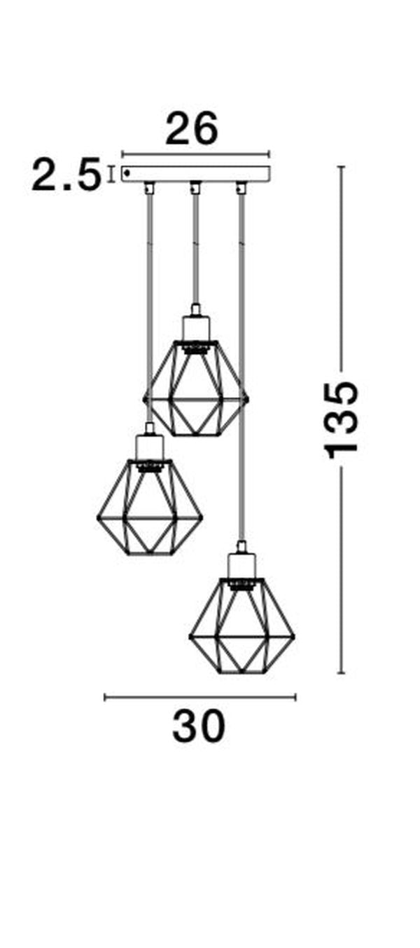 Suspension Pietra 3 lumières noire