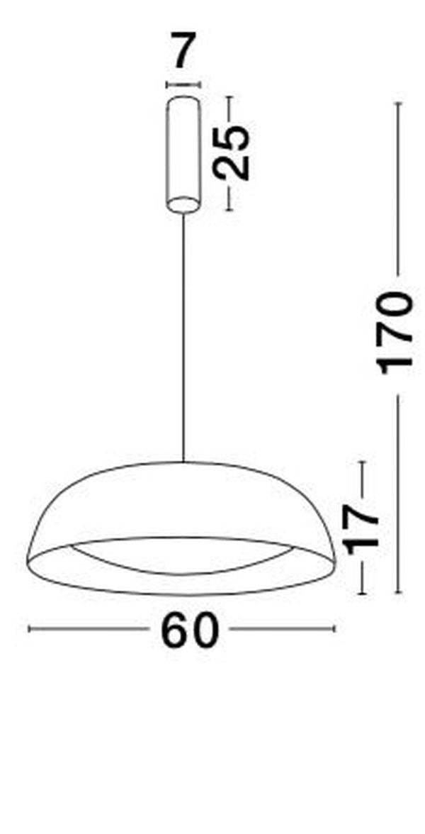 Schéma de dimensions cotées, diamètre soixante et hauteur totale