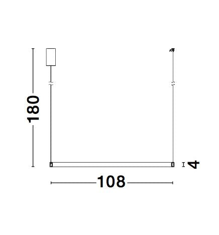 Schéma technique coté indiquant une hauteur de 180 et un diamètre de 108
