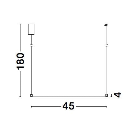 Schéma de dimensions : hauteur totale 180 cm et diamètre de l'anneau 45 cm.