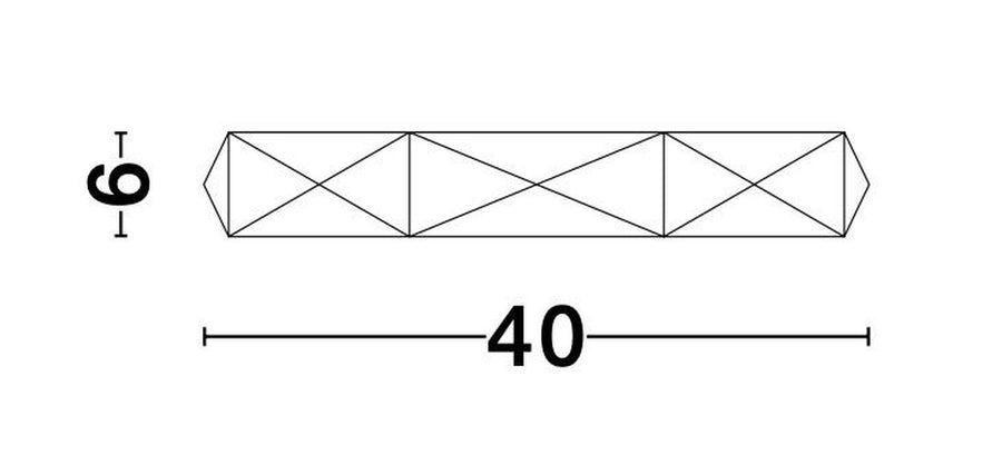 Schéma technique coté indiquant une largeur de 40 cm et 6 cm