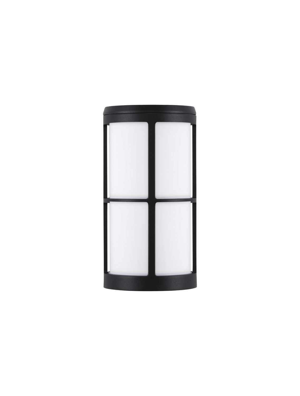 Produit de face sur fond blanc, cylindre noir et diffuseur opale quadrillé