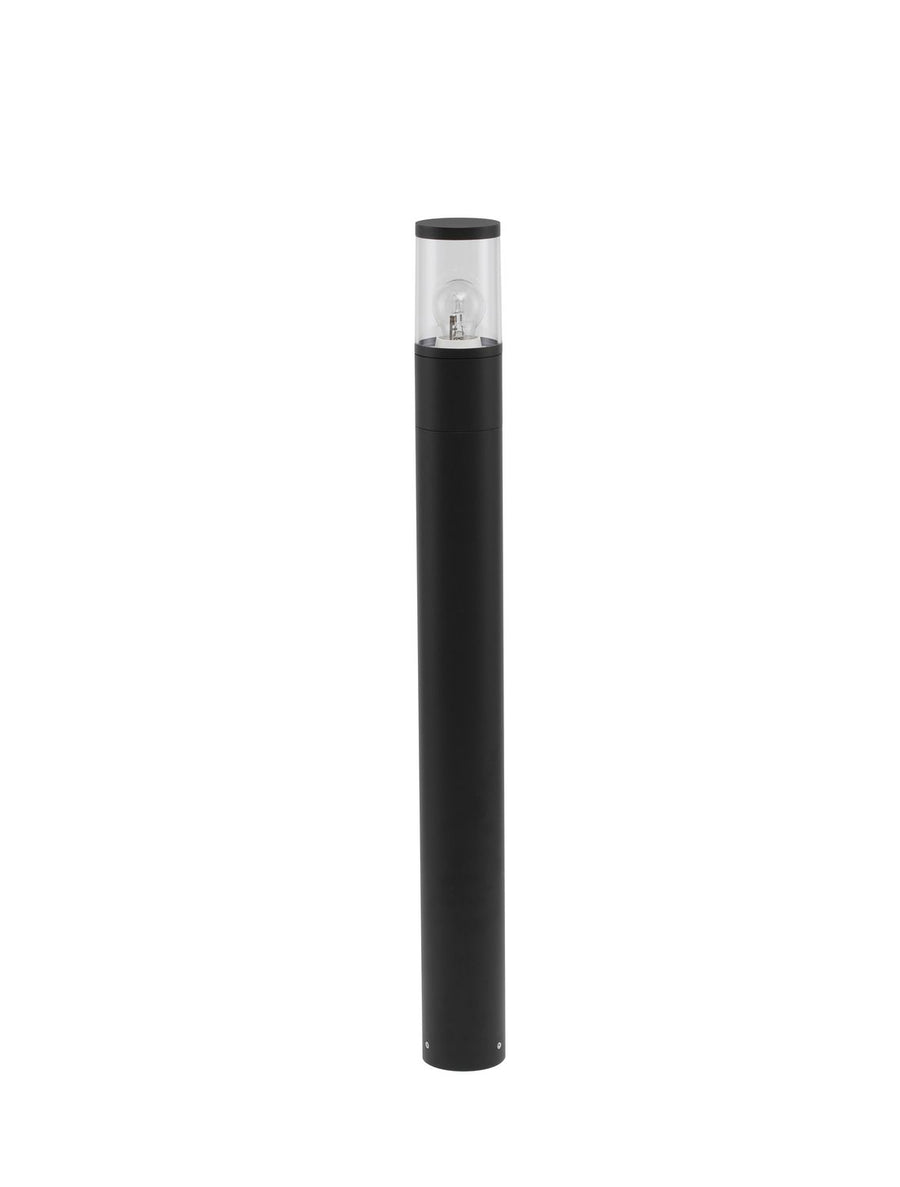 Produit de face sur fond blanc, borne cylindrique noire avec tête vitrée