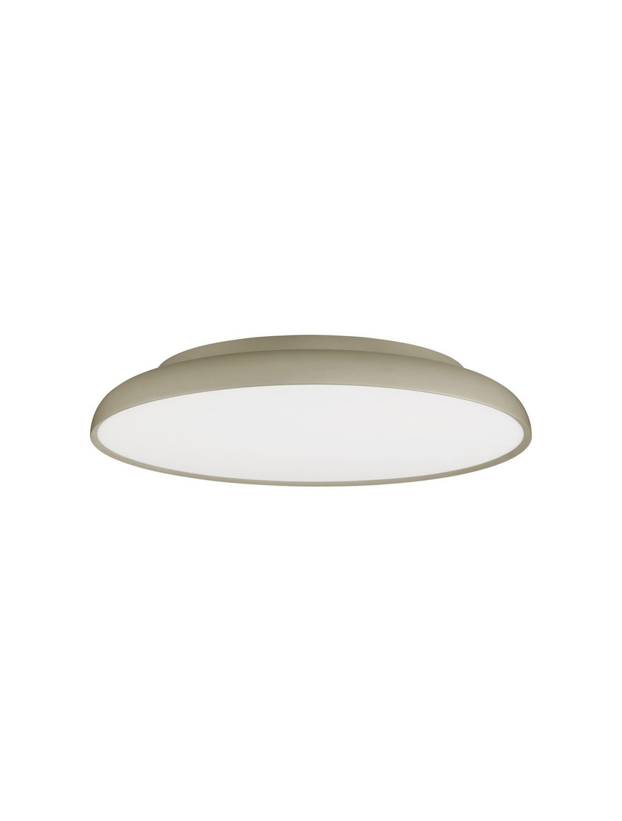 Produit détouré sur fond blanc, diffuseur opale et cerclage doré vus de biais