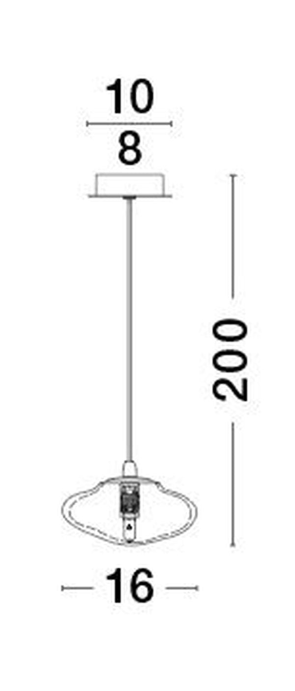 Schéma coté du luminaire : rosace, hauteur et diamètre du verre