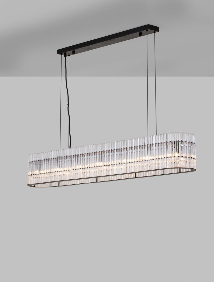 Suspension Barok 7 lumières noire, verre