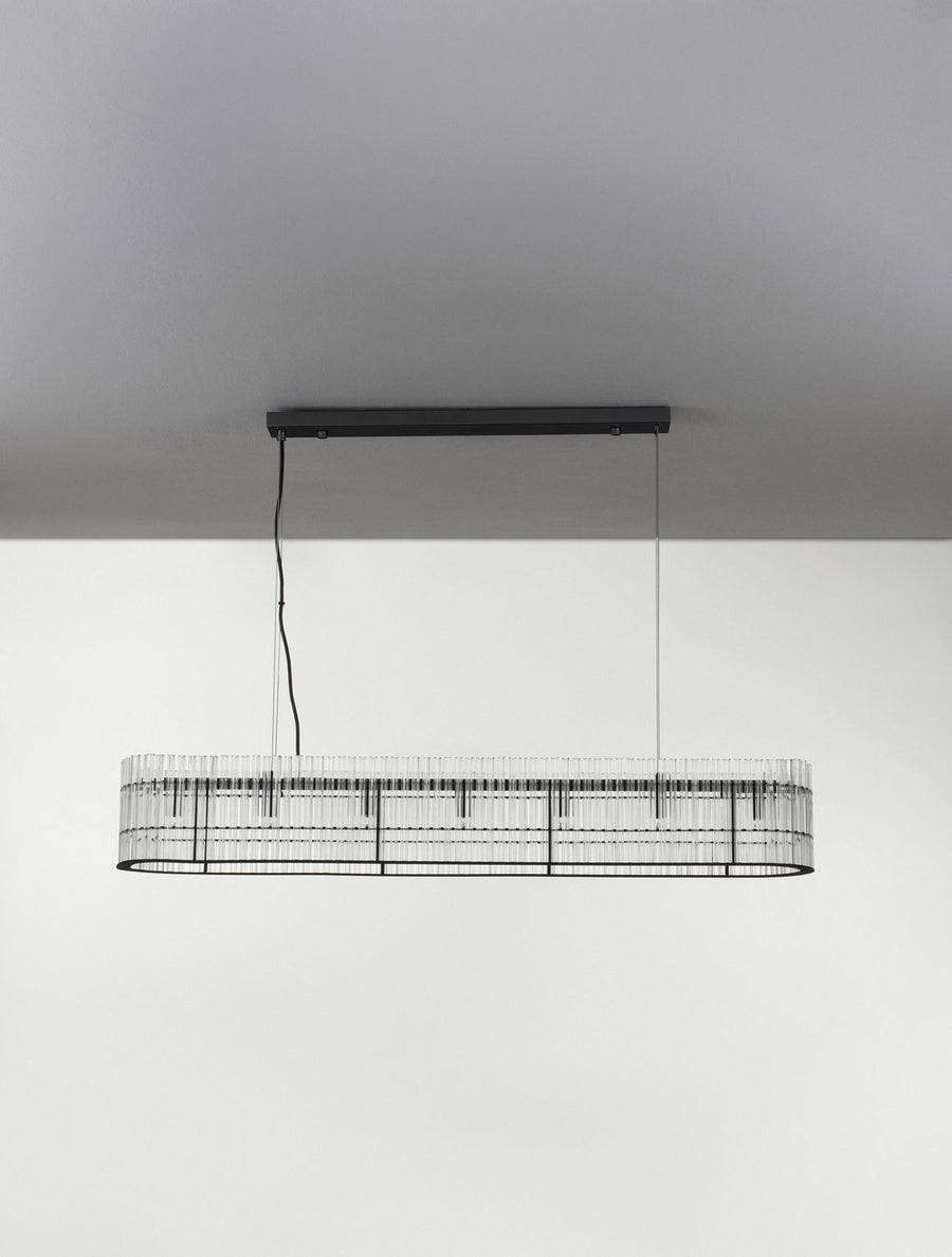 Suspension Barok 7 lumières noire, verre