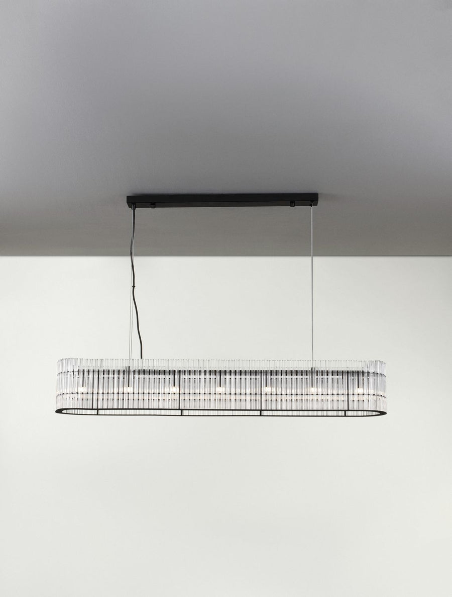 Suspension Barok 7 lumières noire, verre