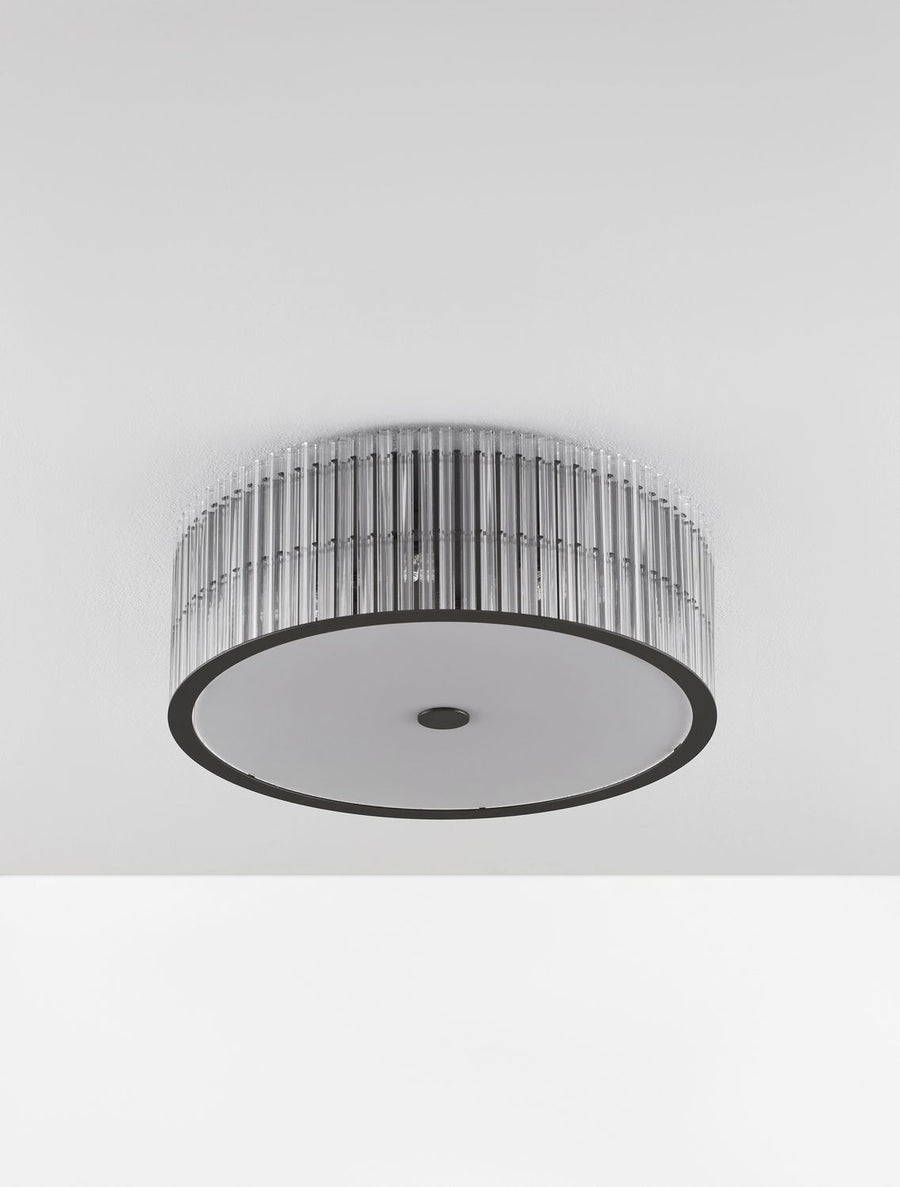 Plafonnier Barok 6 lumières noir, verre