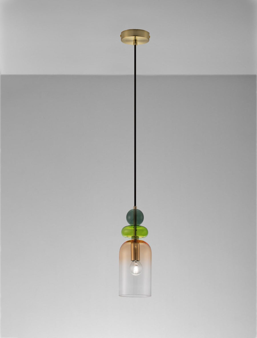 Suspension Murano dorée, verre, H 184 cm