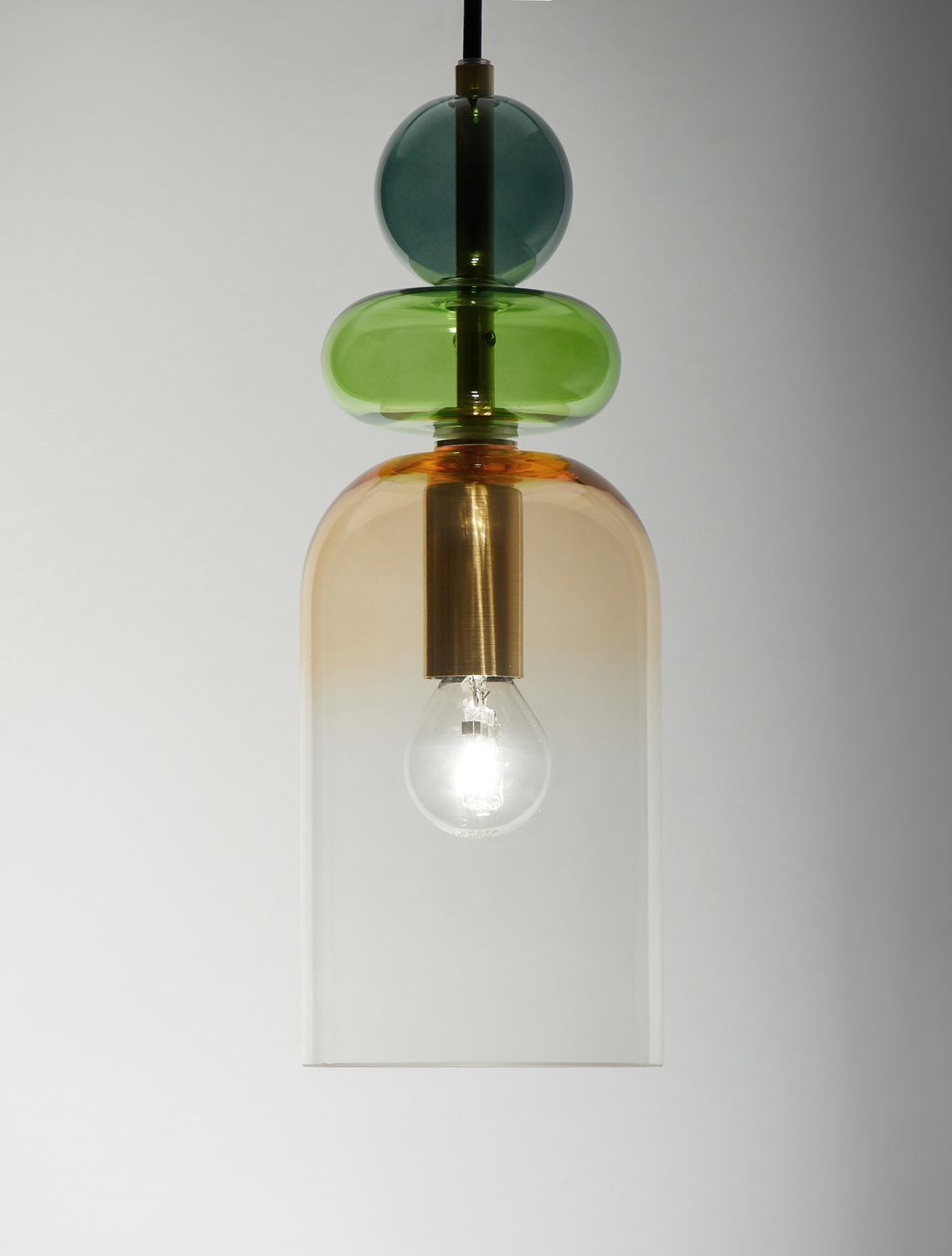 Suspension Murano dorée, verre, H 184 cm