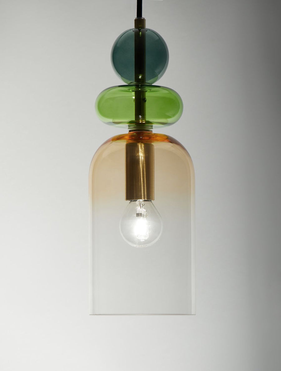 Suspension Murano dorée, verre, H 184 cm