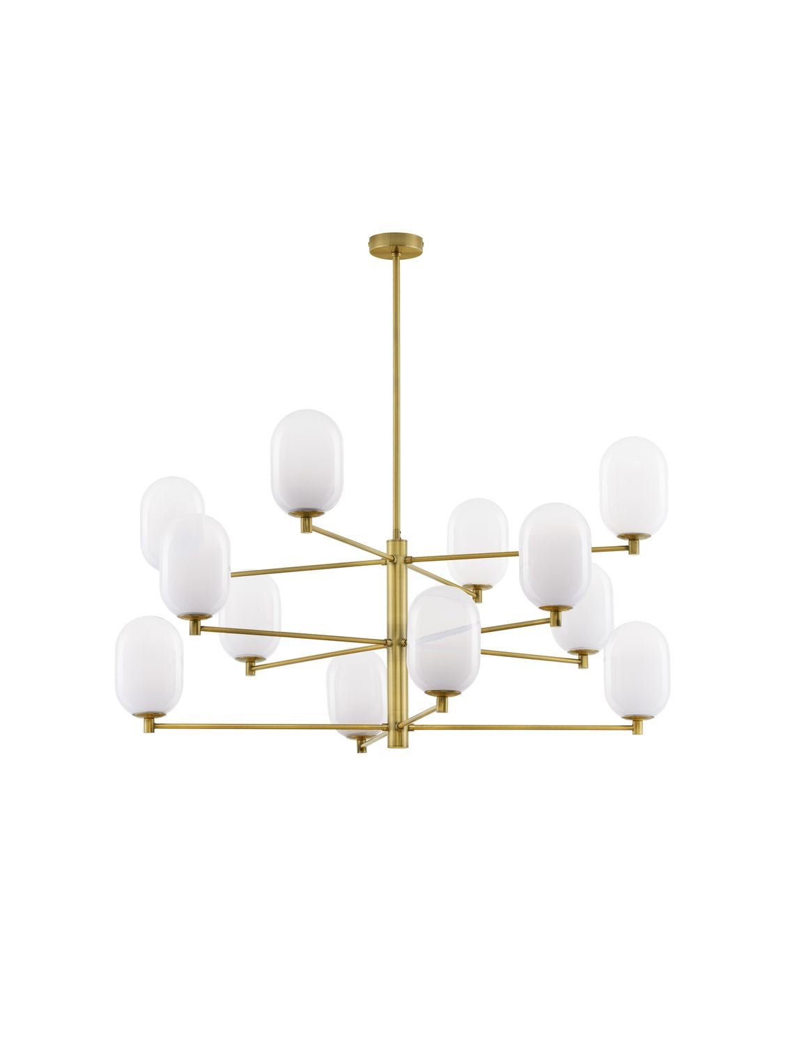 Suspension Balor 12 lumières dorée, verre