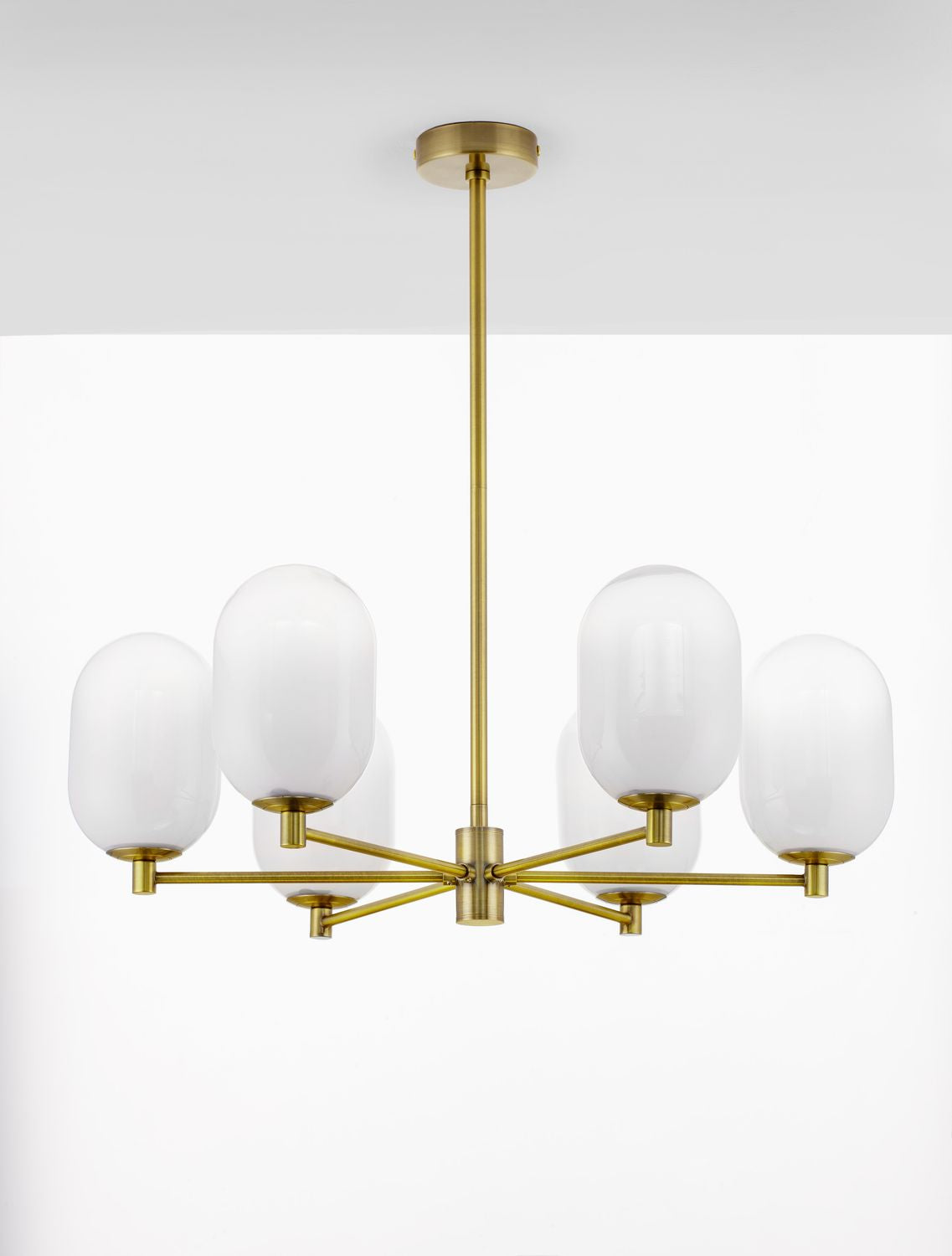 Suspension Balor 6 lumières dorée, verre