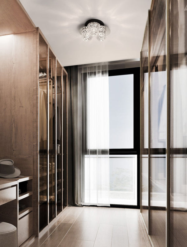 Plafonnier Lawan 3 lumières chromé, cristal