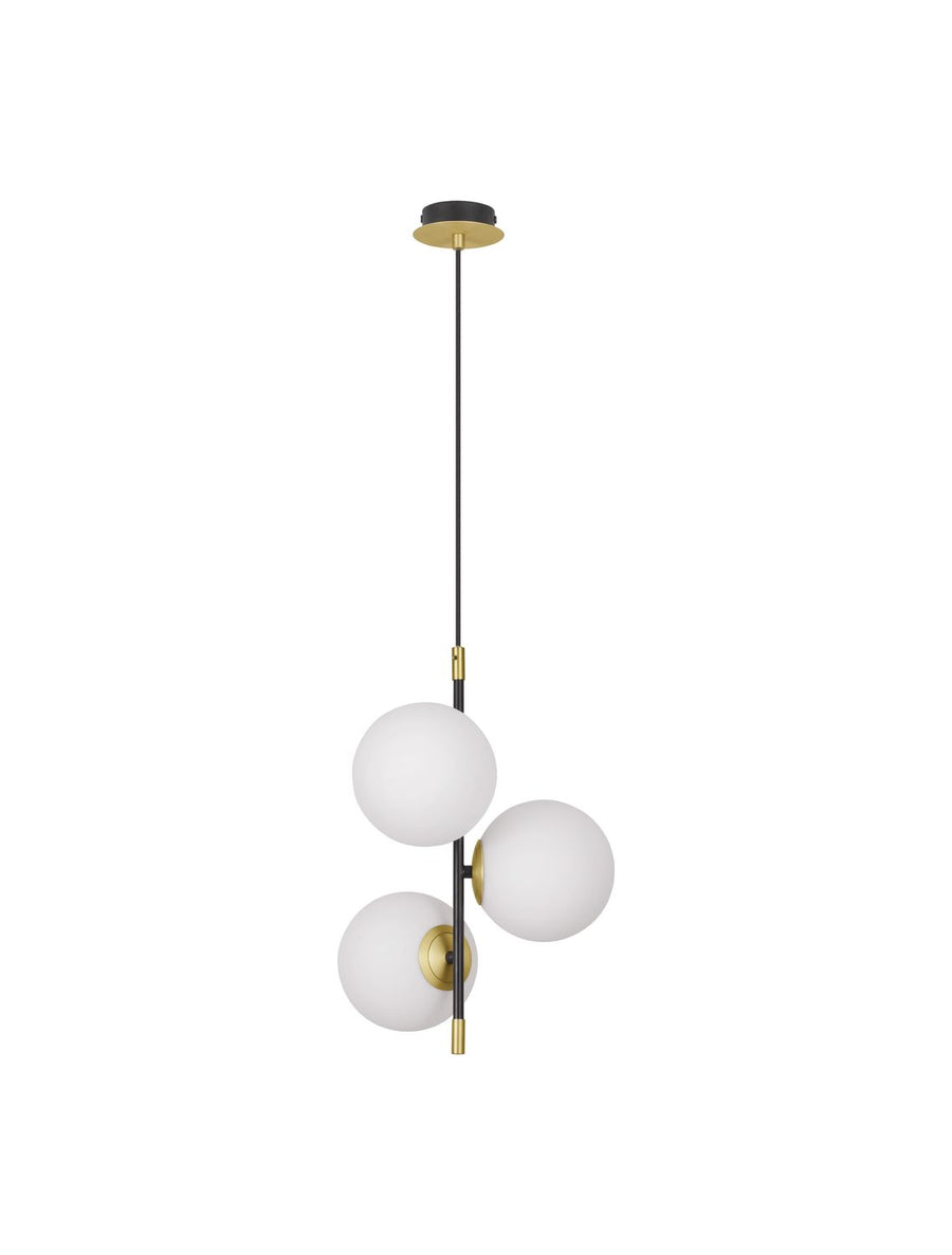 Suspension GIT 3 lumières dorée, verre