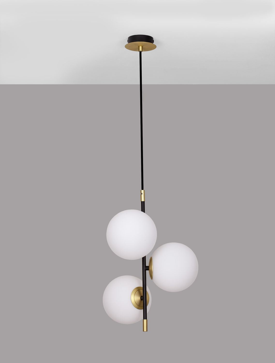 Suspension GIT 3 lumières dorée, verre