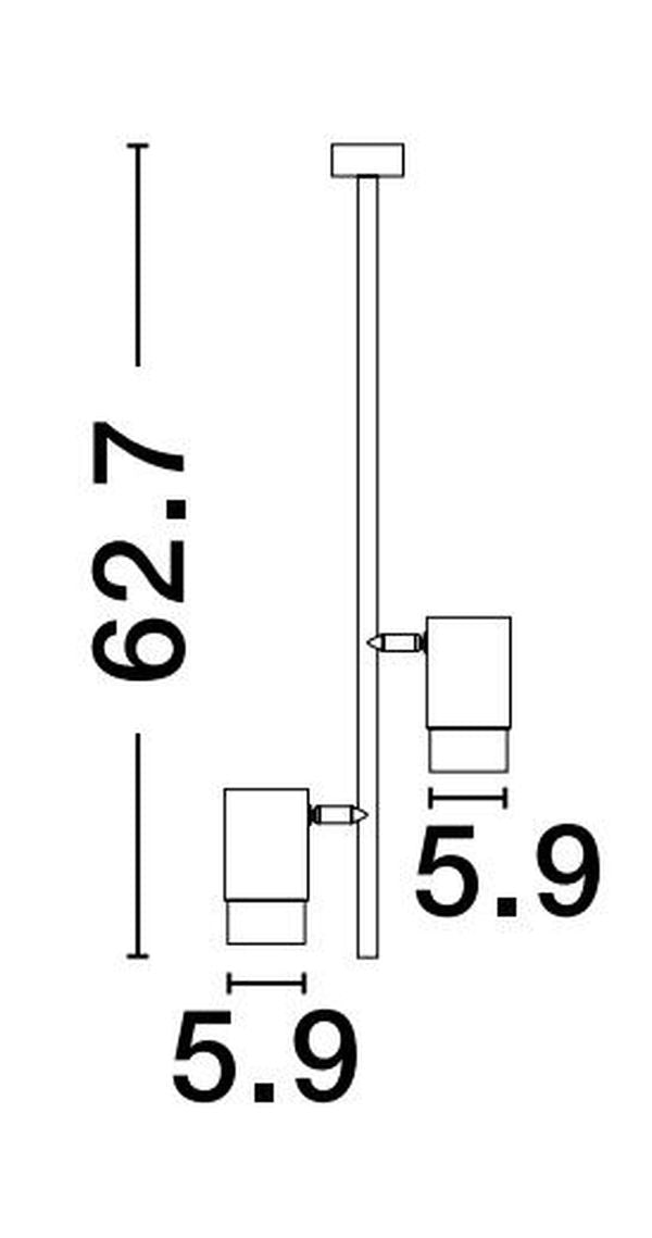 Suspension Pongo 2 lumières noire, H 62,7 cm