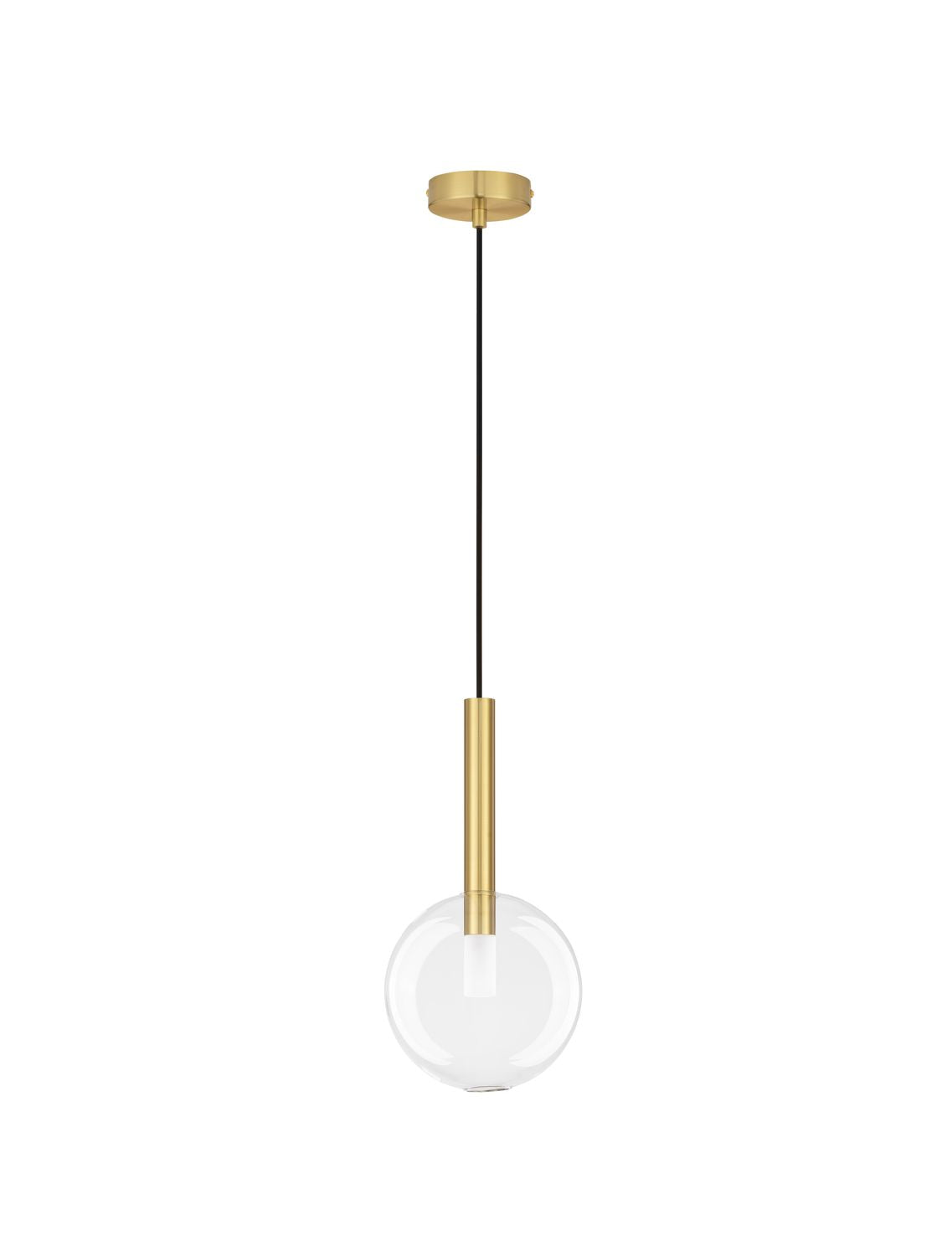 Vue d'ensemble de la suspension sur fond blanc avec câble et rosace.