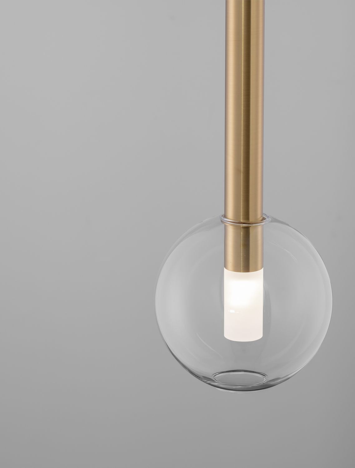 Suspension Amelia dorée, verre, H 150 cm