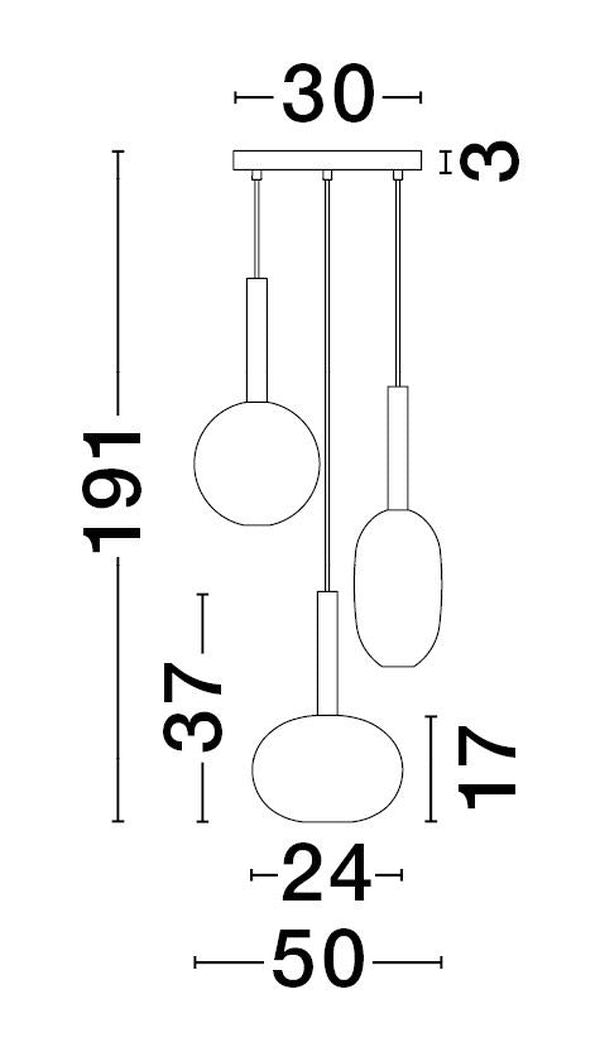 Suspension Amelia 3 lumières noire, verre