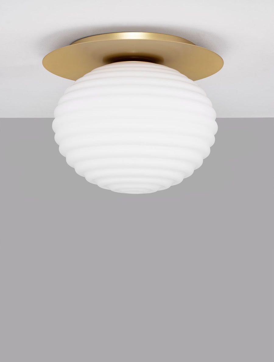 Plafonnier Allen doré, verre, Ø 35 cm