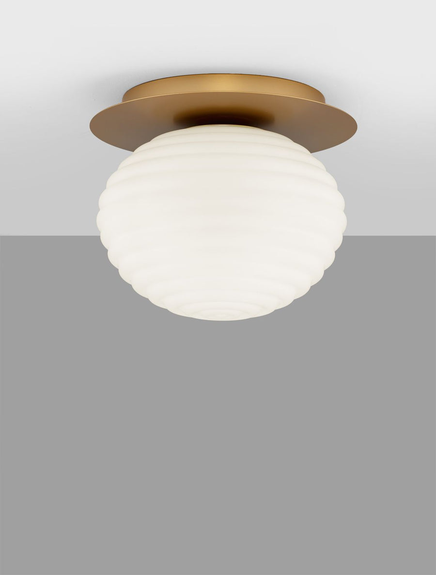 Plafonnier Allen doré, verre, Ø 26 cm