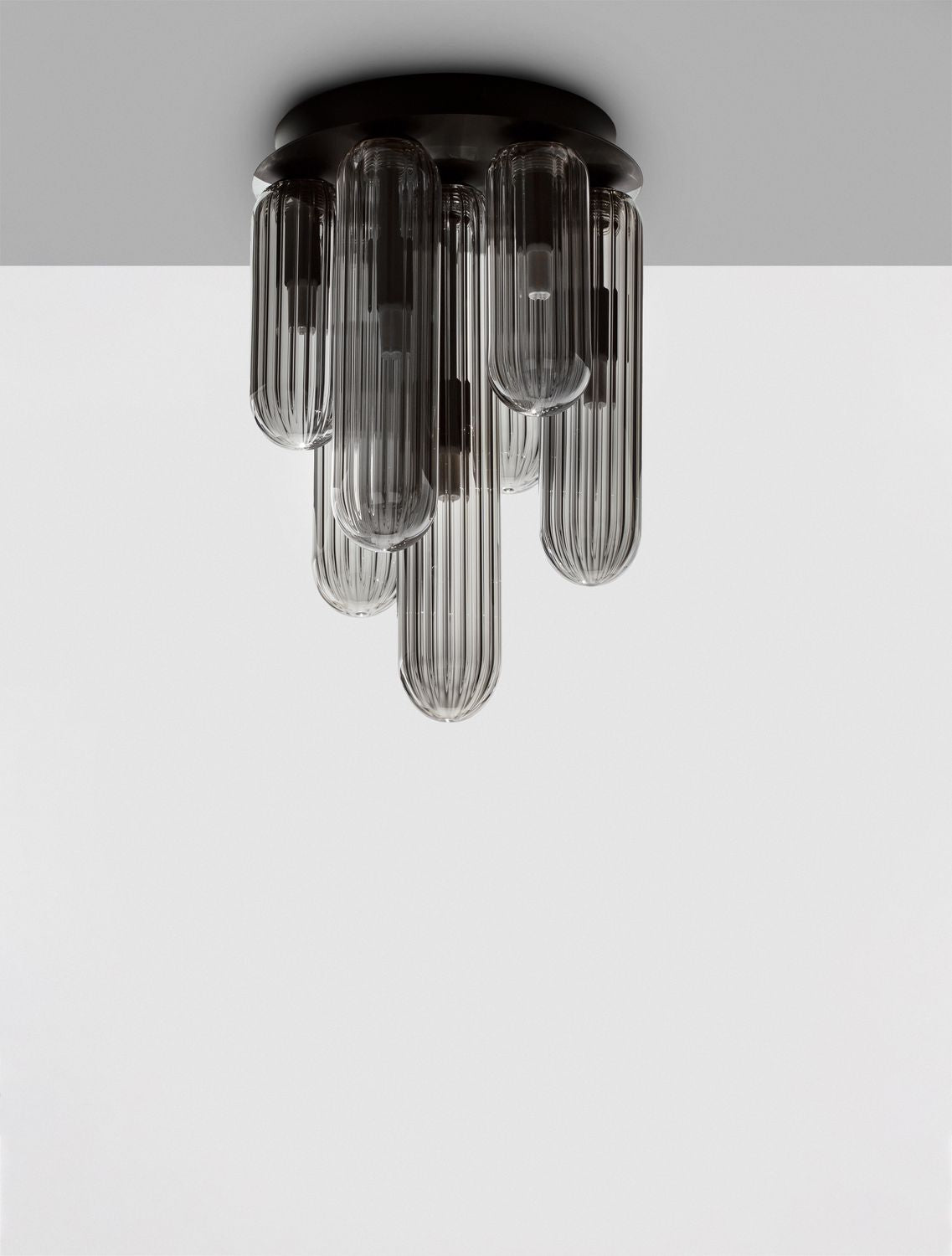 Plafonnier Gustave 7 lumières noir, verre