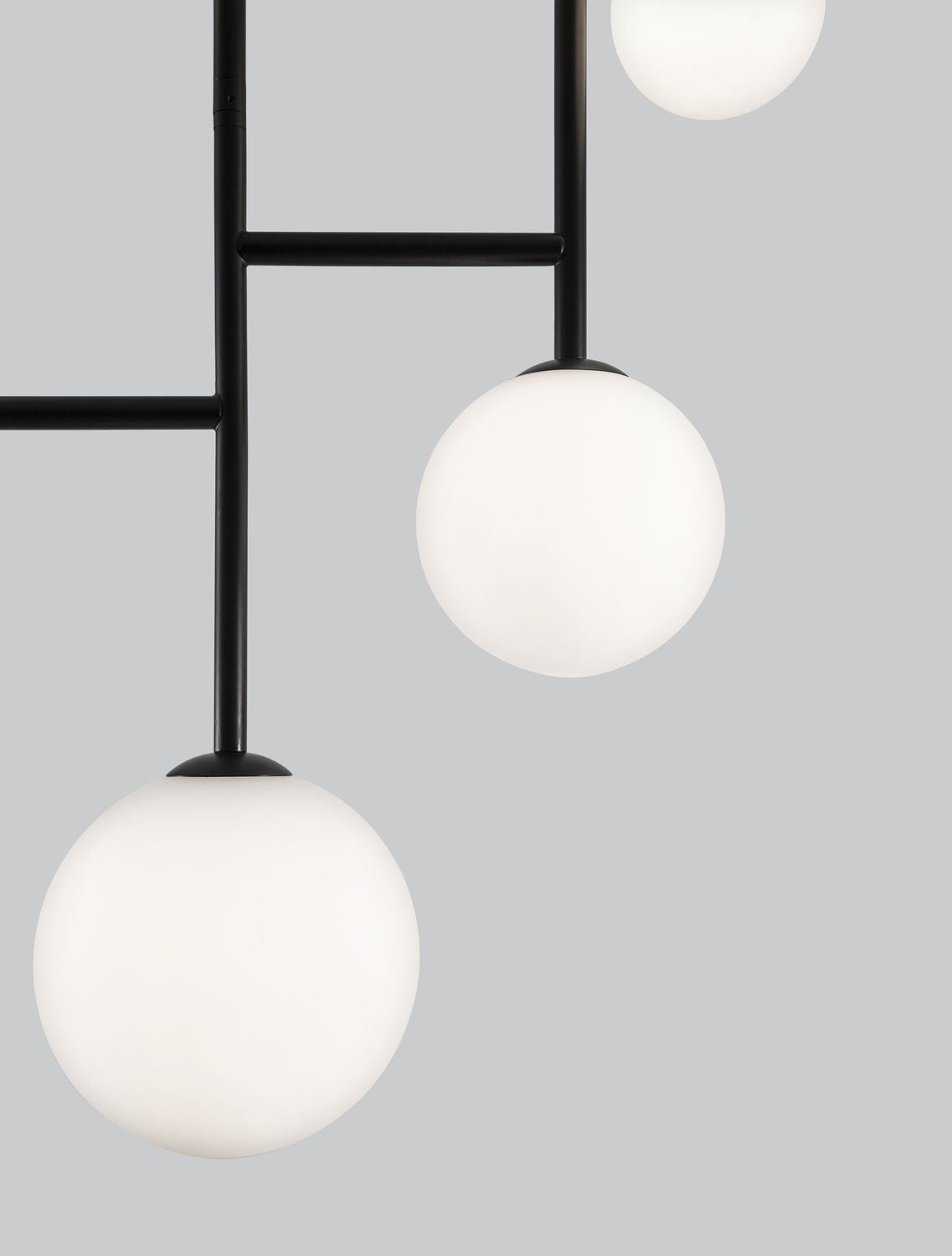 Suspension Licato 5 lumières noire, verre