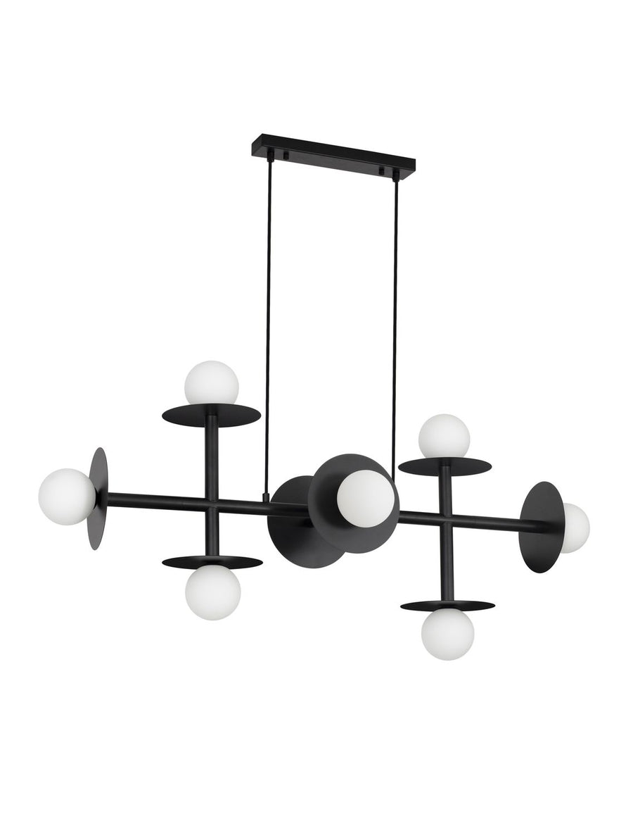 Suspension Pielo 8 lumières noire, verre