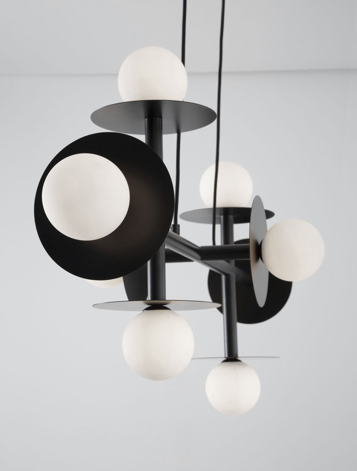 Suspension Pielo 8 lumières noire, verre