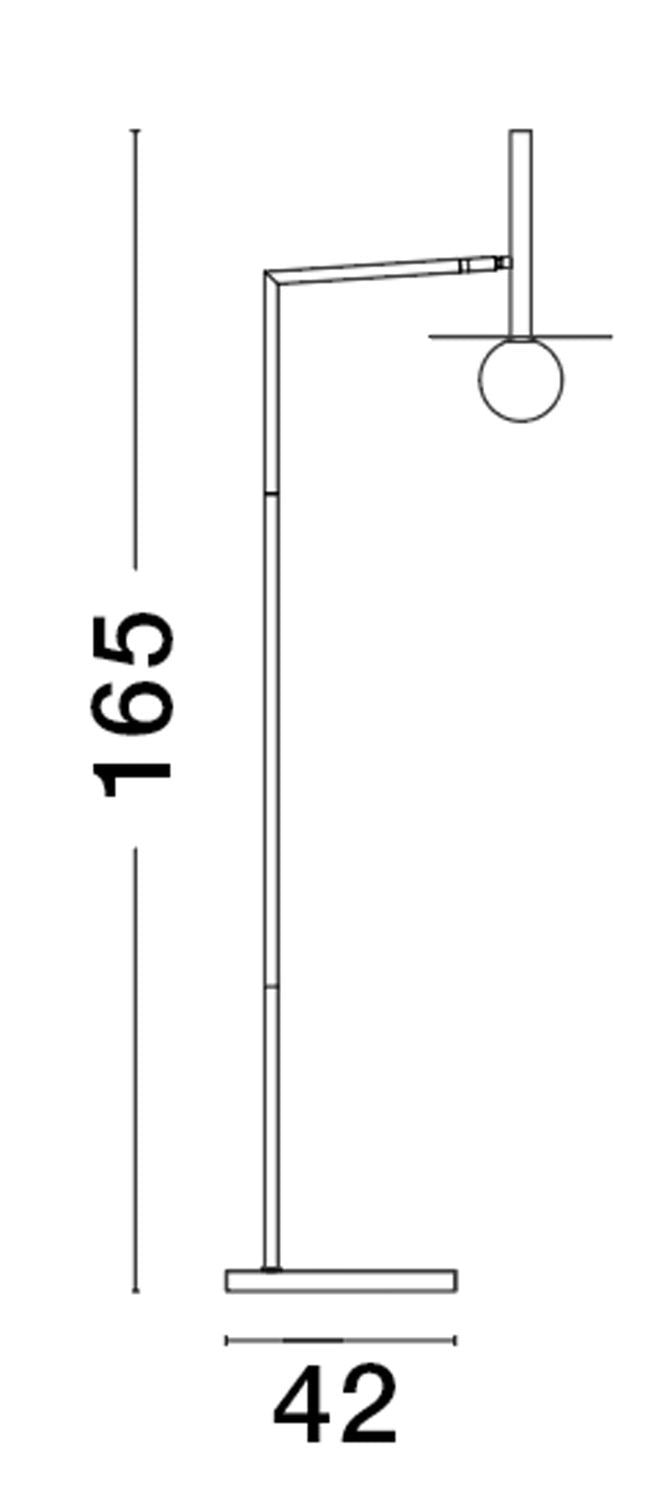 Schéma coté du lampadaire : hauteur 165 cm et base de 42 cm