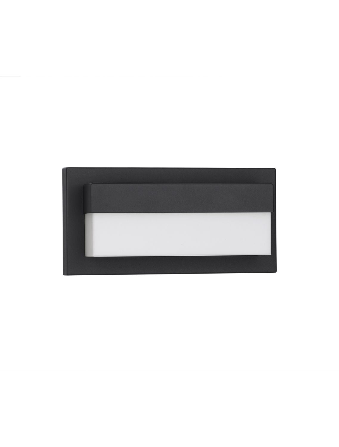 Vue de face du luminaire noir rectangulaire avec diffuseur blanc lumineux