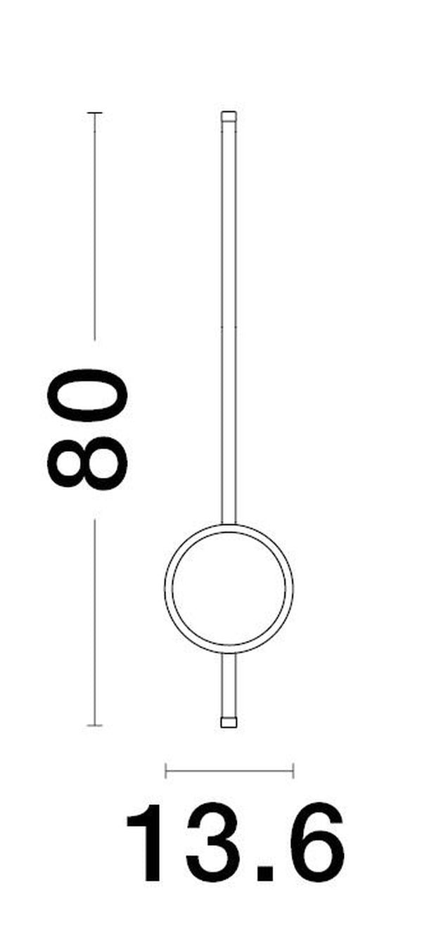 Schéma de dimensions indiquant une hauteur de 80 cm et largeur 13,6 cm.