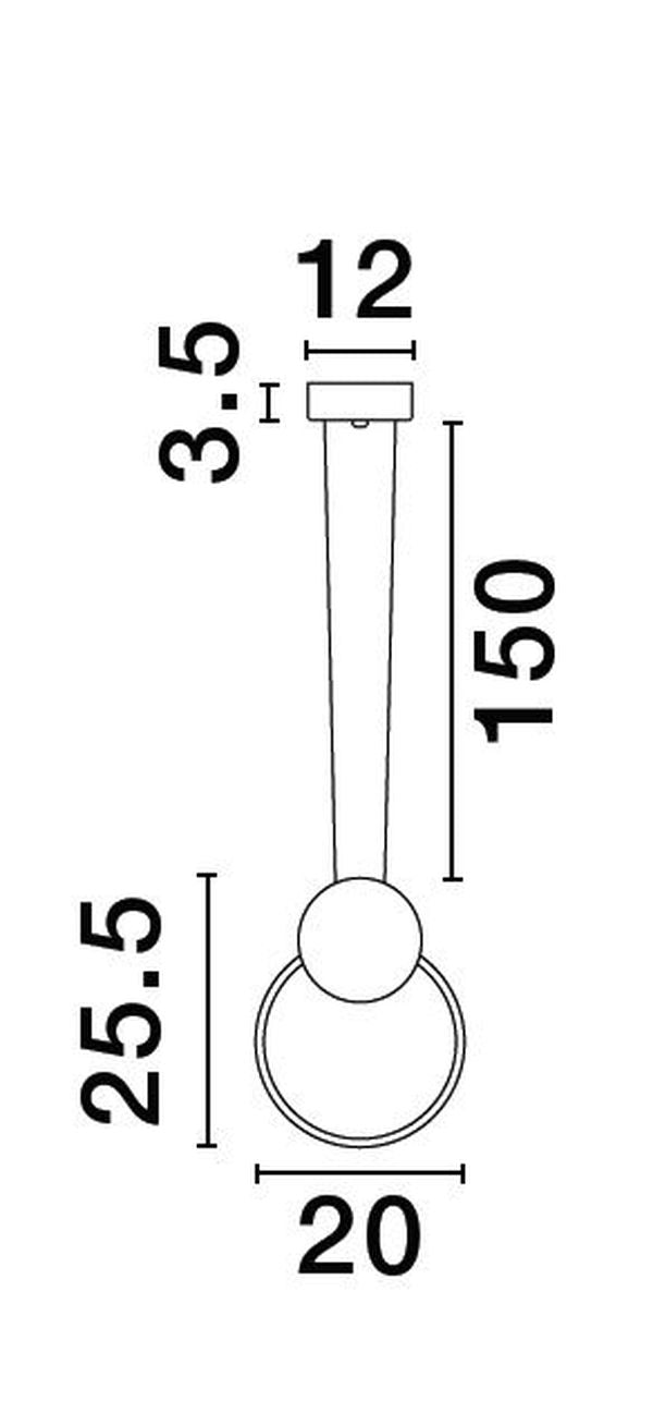 Schéma de dimensions indiquant une hauteur de 150 et un diamètre de 20