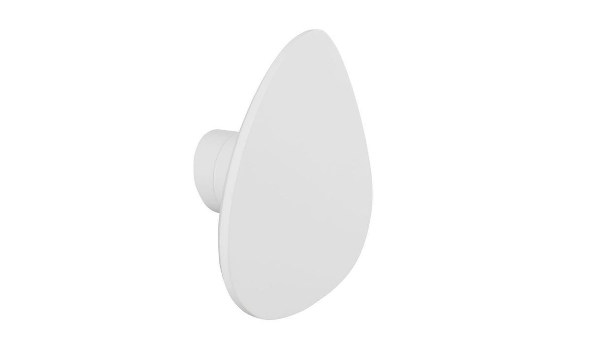 Vue de profil d'un module blanc galet fixé sur une petite embase murale cylindrique